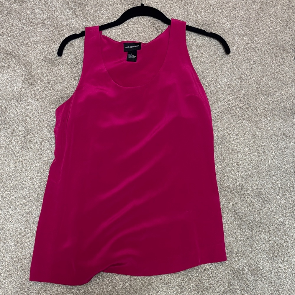 Central Park West Fuchsia Satin Scoop Neck Camisole